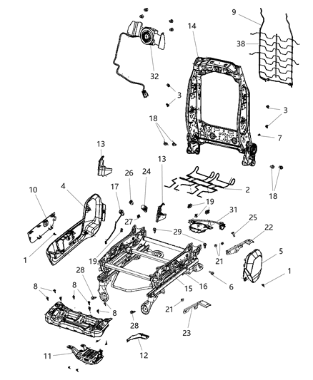 2003 Dodge Sprinter 3500 Bezel Seat Switch Diagram for 1NL72XDVAA