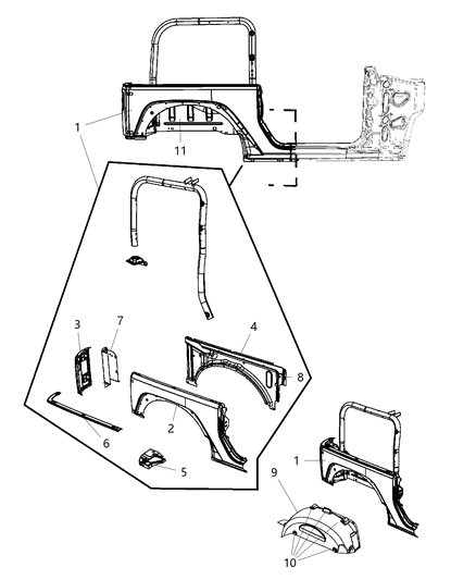 Retainer Belt Rail Diagram for 55395626AE