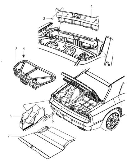 2019 Dodge Challenger Carpet Luggage Compartment Wheel Well Diagram for 68398177AB