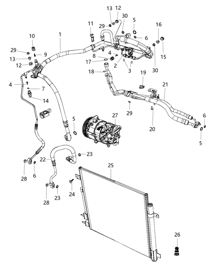 Line A/C Suction And Liquid Diagram for 68334507AA
