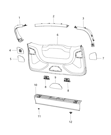 Panel Liftgate Trim Upper Diagram for 5RJ24PD2AC
