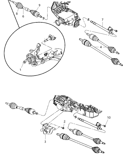 Boot Kit Half Shaft Inner Diagram for 68050953AA