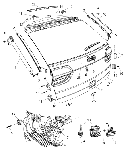 2010 Jeep Commander Power Drive Assembly Liftgate Diagram for 68333901AD
