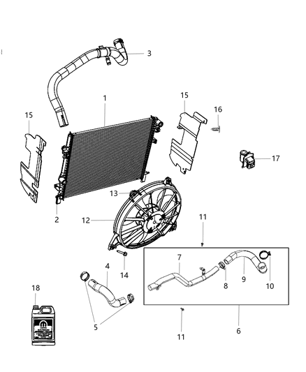 Seal Radiator Side Air Diagram for 52014512AB