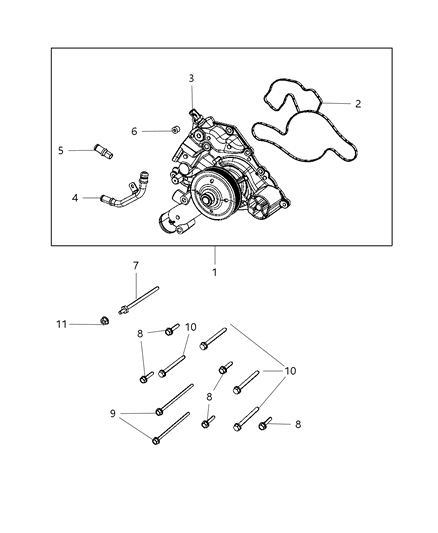 Pump Water Diagram for 53022192AG
