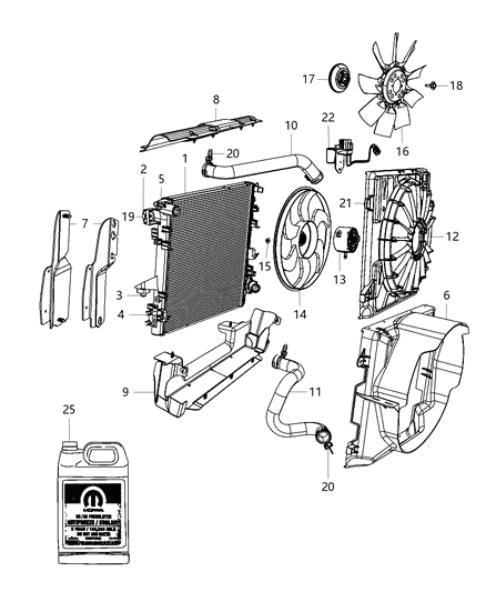 Radiator Engine Cooling Diagram for 55056633AB