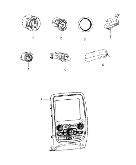 Module Keyless Ignition Node Ignition Switch, Push Putton Diagram for 68299959AA