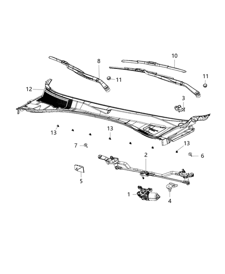 1985 Dodge B350 Blade Front Wiper Diagram for 68082557AA