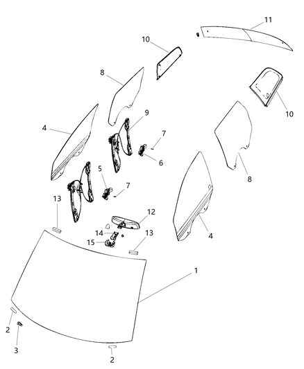 2008 Chrysler Town & Country Windshield Diagram for 5155280AH