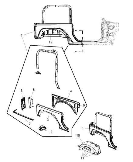 Retainer Belt Rail Diagram for 55395627AG