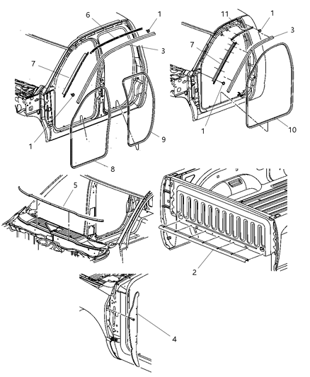1996 Chrysler Sebring Seal Rear Door Diagram for 55359712AI