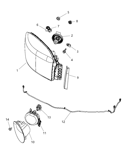 Lamp And Bracket Fog Lamp Diagram for 55077475AD