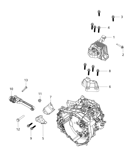 Bracket Transmission Mount Diagram for 68348682AC