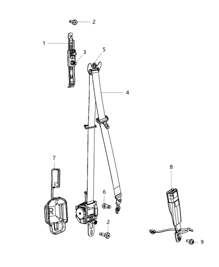 Seat Belt Front Outer Diagram for 6JW821L1AD