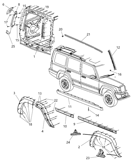 1999 Jeep Grand Cherokee Clip Trim Large Diagram for 5189181AA