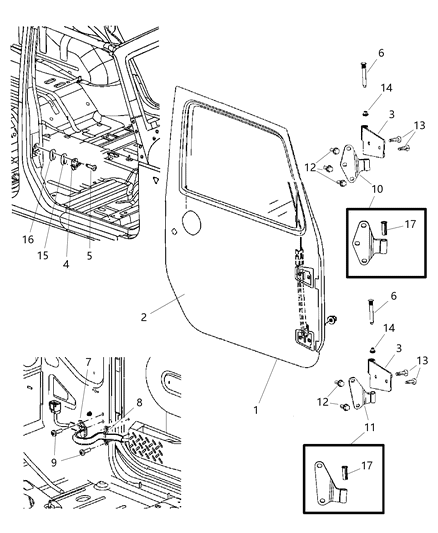 1986 Dodge D350 Door Front Diagram for 68079597AE