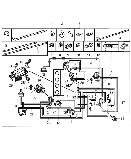 2005 Jeep Grand Cherokee Hose Vacuum Diagram for 5117462AA