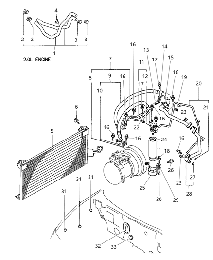 1991 Dodge D150 O - Ring, A/C Plumbing Diagram for MR117053