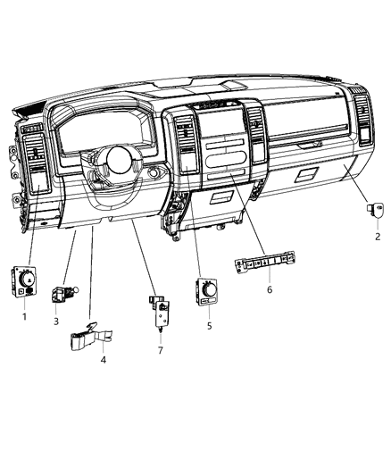2012 Ram 5500 Switch Instrument Panel Diagram for 5164912AC