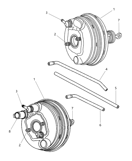 2000 Chrysler Voyager Hose Brake Booster Vacuum Diagram for 4779229AC