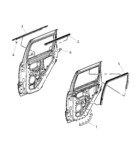 2005 Dodge Caravan Weatherstrip Rear Door Opening On The Door Diagram for 55399187AE