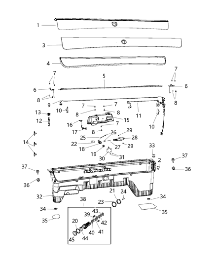 Tumbler Door And Deck Number 1 Wide Diagram for 4778117AB