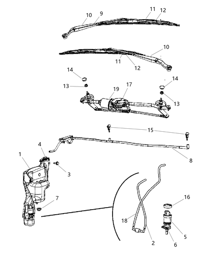 Arm Front Wiper Passenger Diagram for 68003736AA