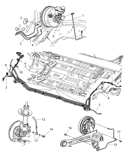 2005 Chrysler PT Cruiser Tube Brake Right Front Diagram for 5143263AB