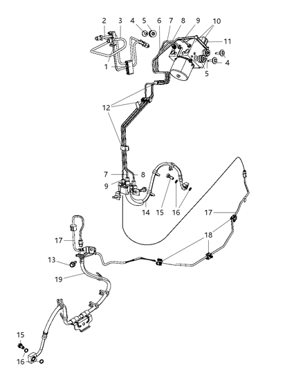 2011 Ram 2500 Tube Brake Junction Block To Right Front Hose Diagram for 52010316AC