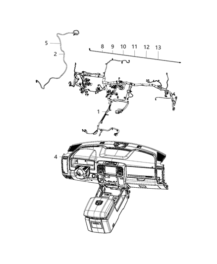 Cable Camera Rear 360 Camera Diagram for 68417559AA