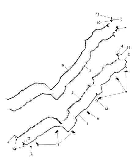 Tube Heater Core Outlet Diagram for 68103034AA