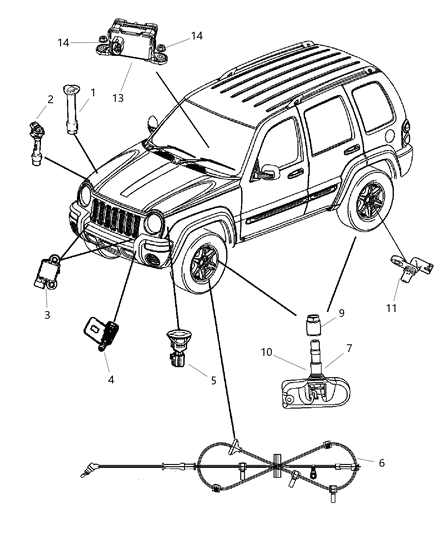 2006 Jeep Liberty Sensor Wheel Speed Diagram for 52129178AB