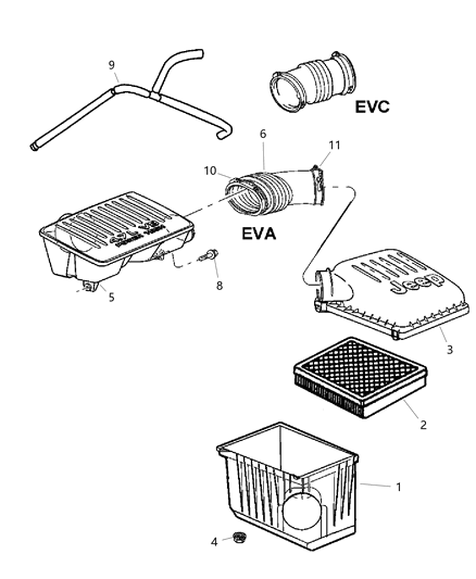 2023 Jeep Grand Cherokee Body Air Cleaner Diagram for 5018322AA