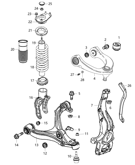 2005 Dodge Caravan Shock Absorber Kit Suspension Front Diagram for 68223772AA