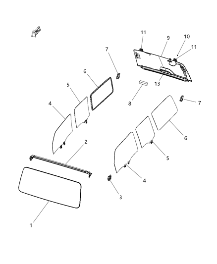 Windshield Diagram for 68433233AA