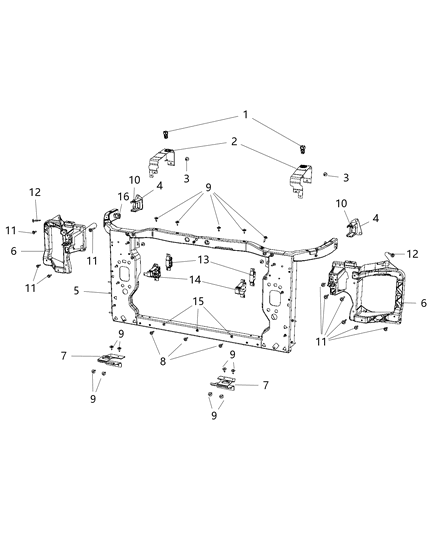 Bracket Radiator Support Diagram for 68195876AA