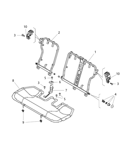 1998 Chrysler Sebring Hinge Seat Back Diagram for 68256536AA