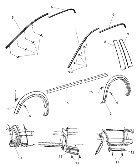 2003 Chrysler Concorde Molding Front Door Diagram for 55372110AA