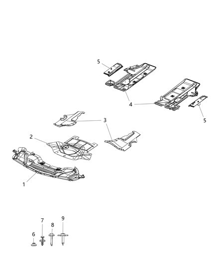 1985 Dodge B250 Belly Pan Front Diagram for 68404932AC