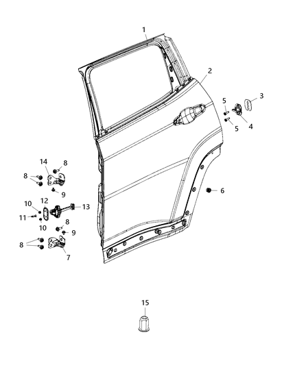 2022 Jeep Cherokee Lower Hinge, Rear Driver Side Diagram for 68306527AA