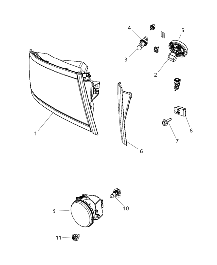 1996 Chrysler Sebring Headlamp Diagram for 1EK58WS2AD