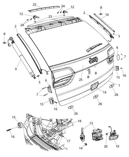 Shield Lock Cylinder Thatcham Lock Housing Diagram for 68212444AA