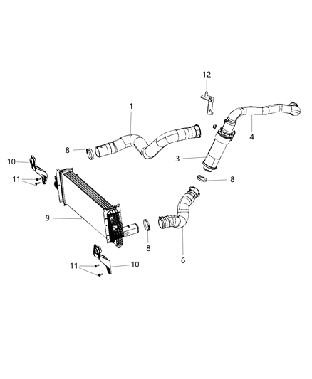 Cooler Charge Air Diagram for 52014947AB