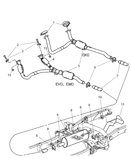1995 Chrysler Concorde Gasket Exhaust Diagram for 52110174AA