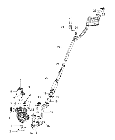 2008 Jeep Commander Pipe And Converter Exhaust Center Diagram for 68381656AA