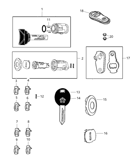 2007 Dodge Ram 1500 Key Blank With Transmitter Diagram for 5175786AA