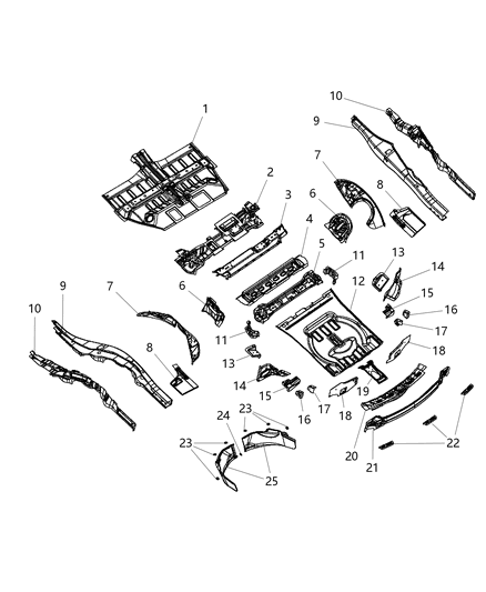 Pan Rear Floor Diagram for 68038944AA
