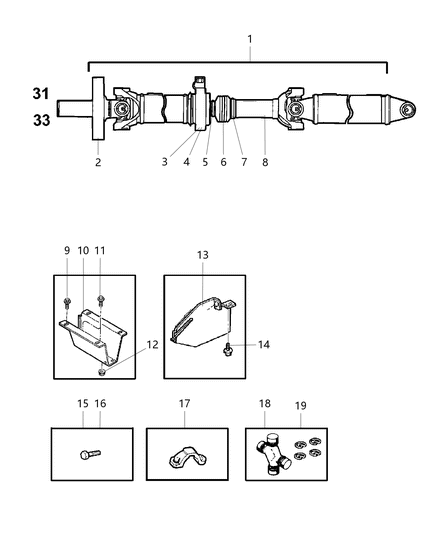 1987 Dodge B150 Universal Joint Diagram for GR016382AB