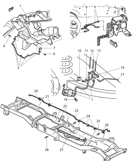 1985 Chrysler LeBaron Hose, Front Brake W/R.W.A.L. Brakes (Bgj) Diagram for V1128870AA