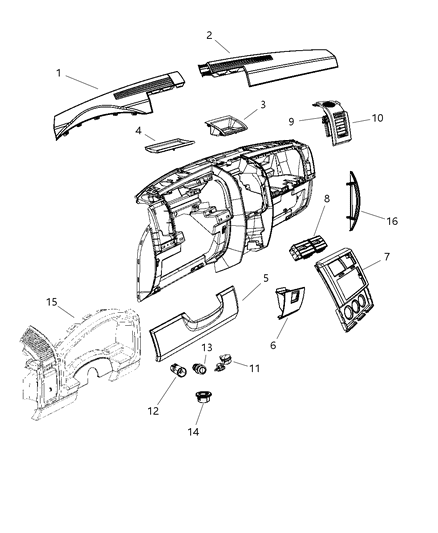 Bezel Instrument Panel Left Diagram for 1EQ951D0AC